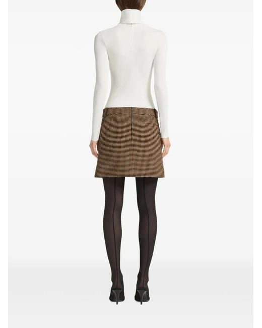Courreges Brown Houndstooth-Pattern Mini Skirt