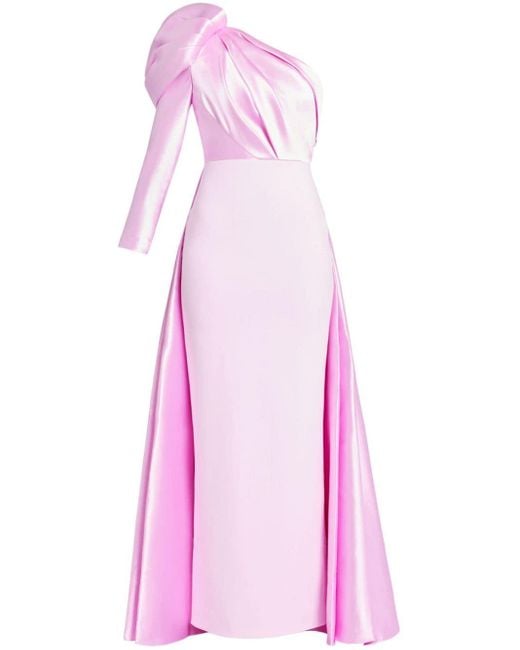 Solace London Pink Malia One-shoulder Gown