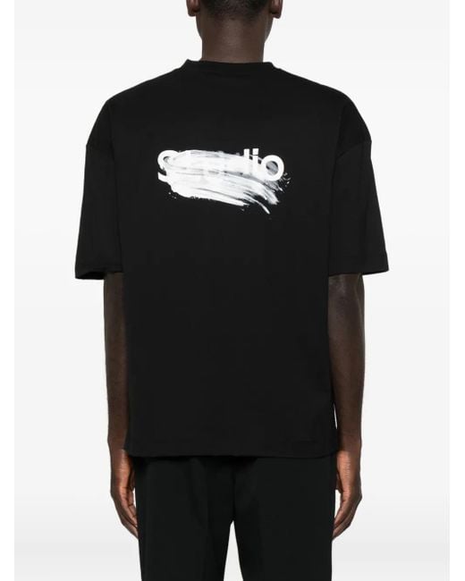 Etudes Studio Black Smudged-Logo Organic Cotton T-Shirt for men