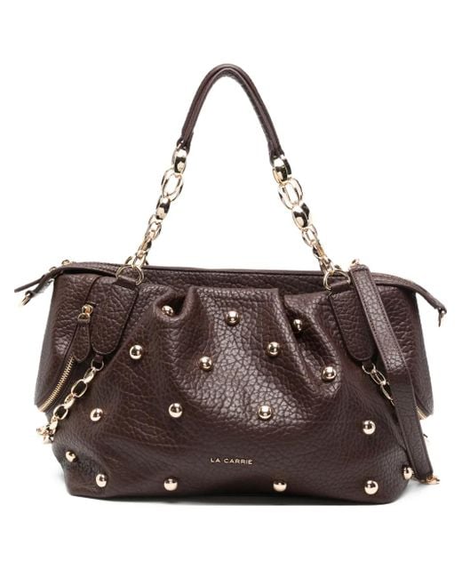 La Carrie Medium Schoudertas Met Kettingband En Studs in het Brown