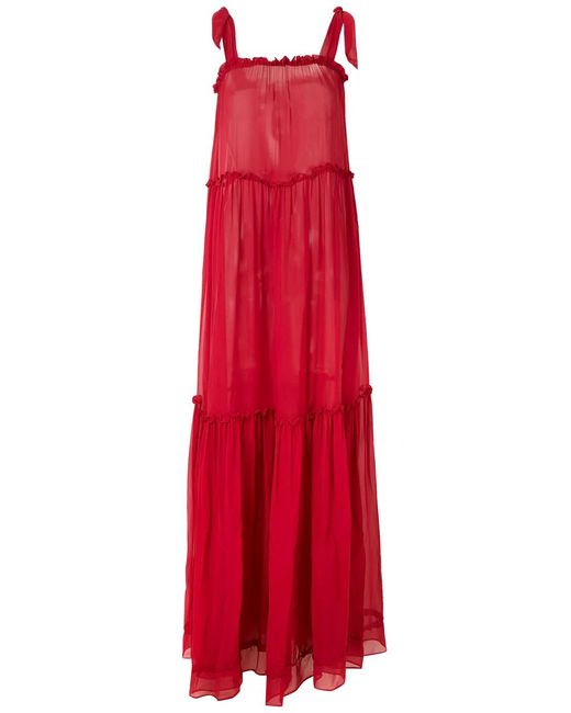 Amir Slama Red Silk Maxi Dress