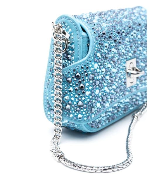 Ermanno Scervino Blue Audrey Mini-Tasche mit Kristallen
