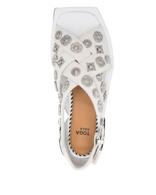 Toga White Cross-Strap Sandals