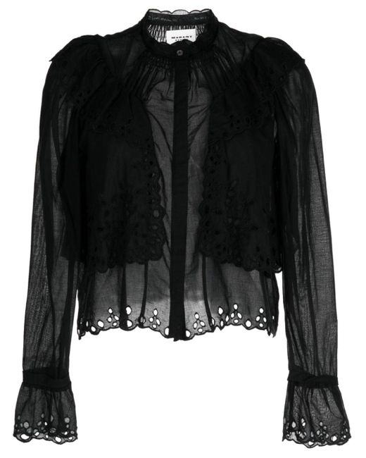 MARANT ETOILE Kelmon Broderie-anglaise Blouse in Black | Lyst