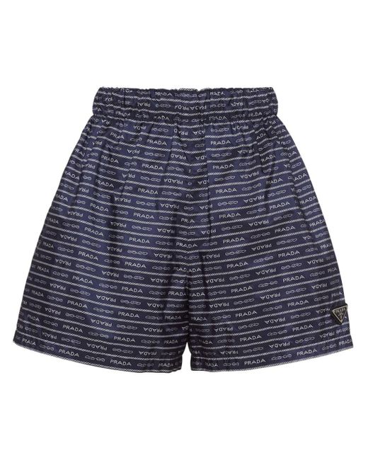 Prada Blue Shorts mit Logo-Print