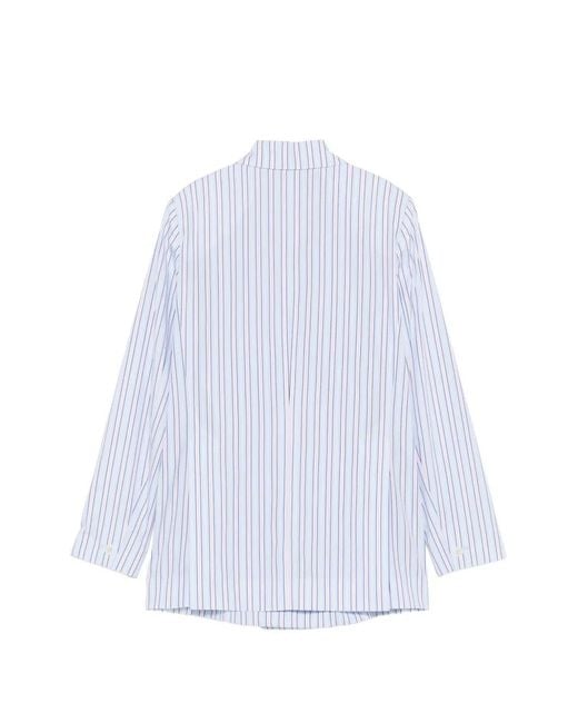 Manuel Ritz White Striped Double-Breasted Jacket