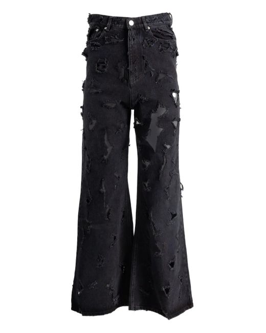 MATIERES FECALES Black Distressed-Effect Jeans