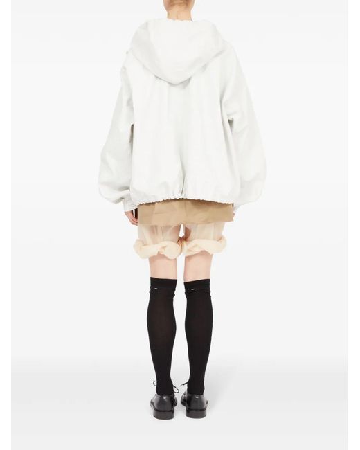 Maison Margiela White Slouchy-Hood Linen Jacket