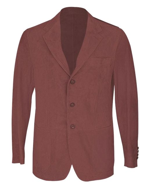 Eleventy Red Suede Single-Breasted Blazer for men