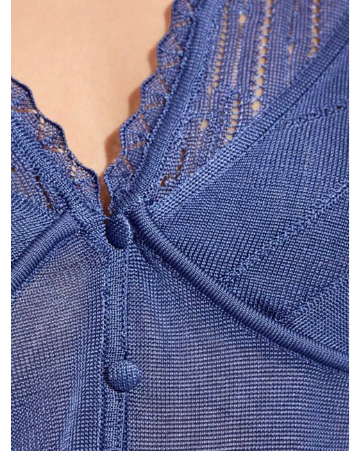 Lanvin Blue Corset-style Lace Top