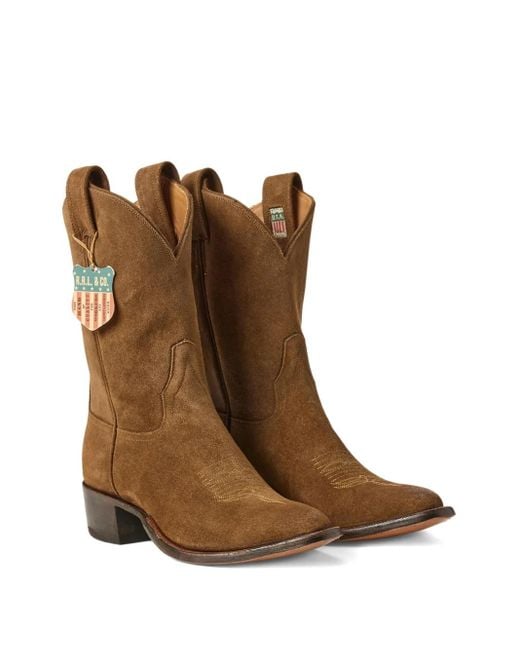 RRL Brown Suede Western Ankle Boots for men