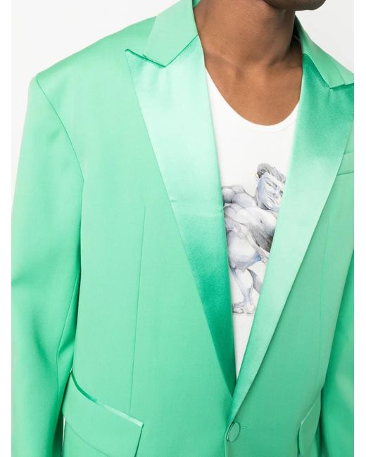 DSquared² Green Single-Breasted Silk Blazer for men
