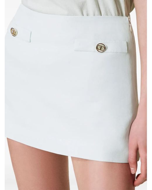 Twinset White Logo Skirt