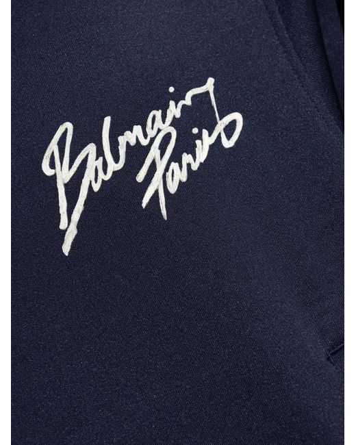Balmain Blue Zip-Fastening Logo-Embroidery Sweatshirt for men