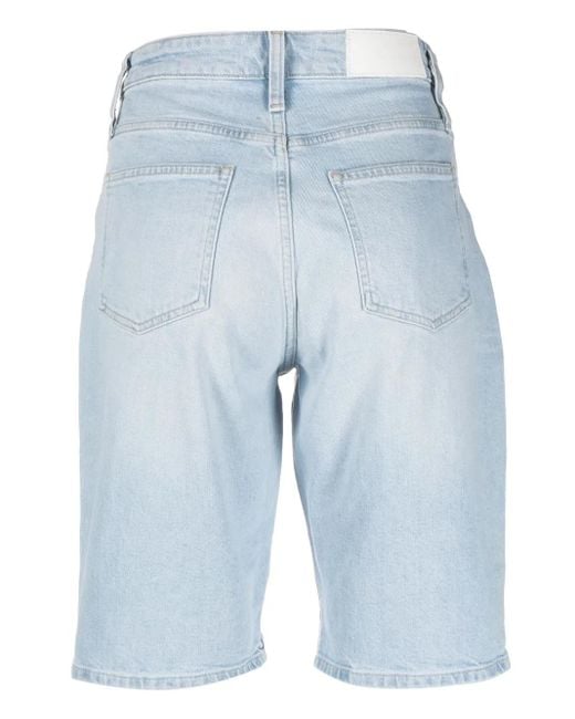 Calvin Klein Blue Short En Jean À Patch Logo