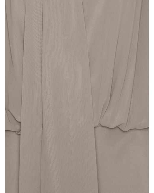 ROTATE BIRGER CHRISTENSEN Natural V-Neck Long Chiffon Dress With Flowing Sleeves And Bow