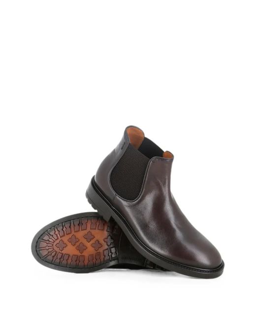 Alexander Hotto Brown Elasticated-Panel Leather Boots for men