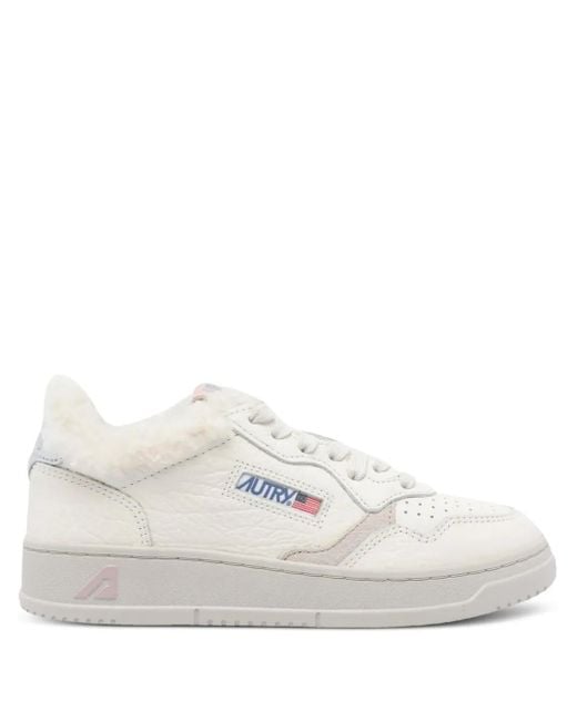 Autry White Faux-Fur Medalist Sneakers