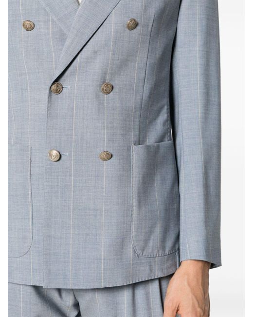 Eleventy Blue Pinstriped Double-breasted Suit for men