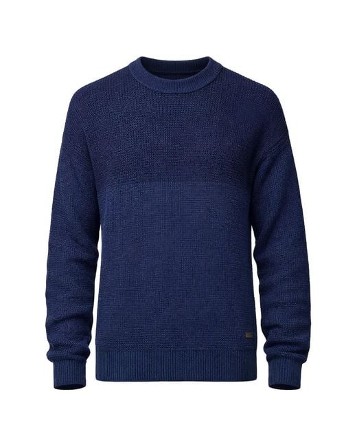Boss Blue Panelled Crew-Neck Sweater for men