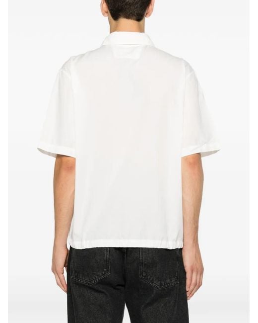C P Company White Short-Sleeve Drawstring-Hem Overshirt for men