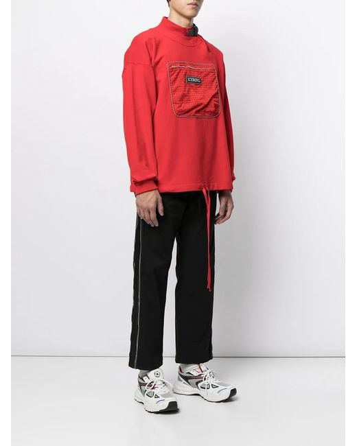 Iceberg Red Logo-Patch Cotton Sweatshirt for men