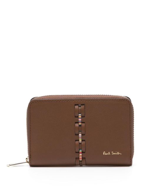 Paul Smith Brown Stripe-woven Leather Wallet