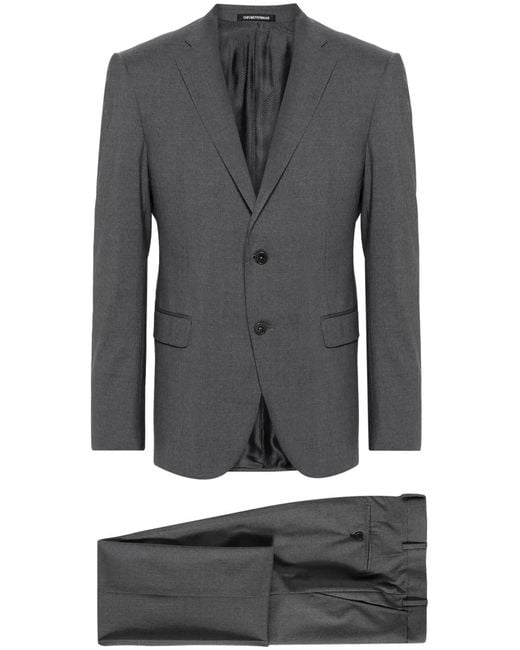 Emporio Armani Gray Single-Breasted Virgin Wool Suit for men