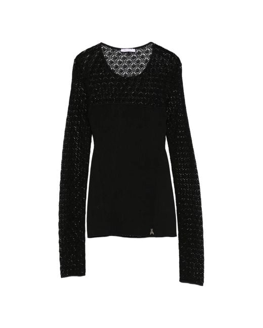 Patrizia Pepe Black Lace-Effect Slim-Fit Top
