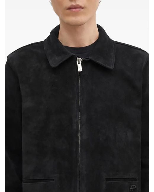 Filling Pieces Black Suede Zip-Front Jacket for men