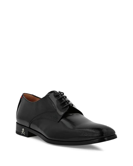 Philipp Plein Black Leather Lace Up Shoes Monogram for men