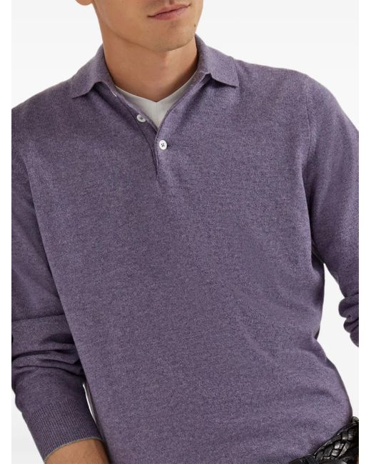 メンズ Brunello Cucinelli カシミア ポロシャツ Purple