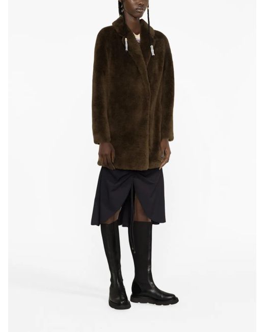 Yves Salomon Black Notched-Collar Single-Breasted Coat