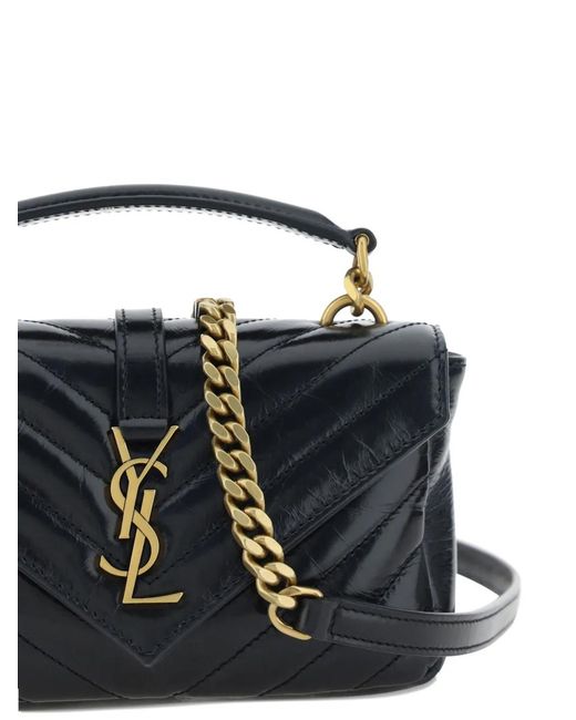 Cartera Acolchada Con Aplique Del Logo Saint Laurent de color Black