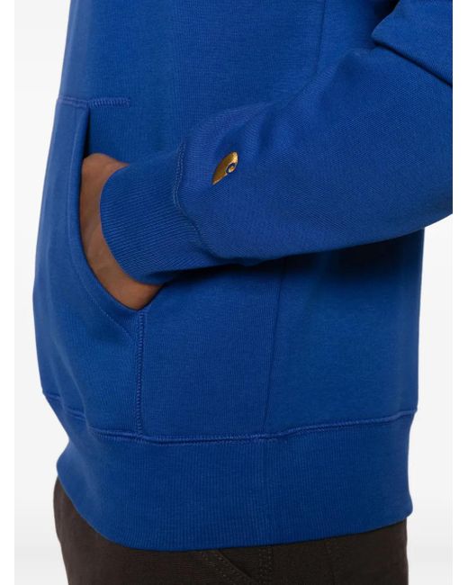 Carhartt Blue Logo-Embroidered Hoodie for men