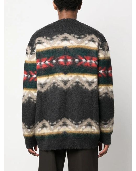 Junya Watanabe Gray Intarsia-Knit Oversize Jumper for men