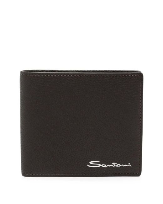 Santoni Black Logo-Plaque Leather Wallet for men