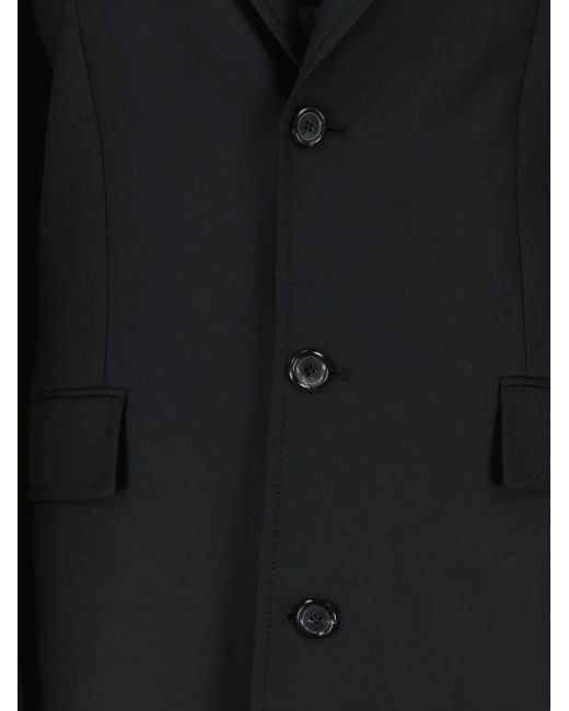 Moschino Black Button-Fastening Satin-Back Coat