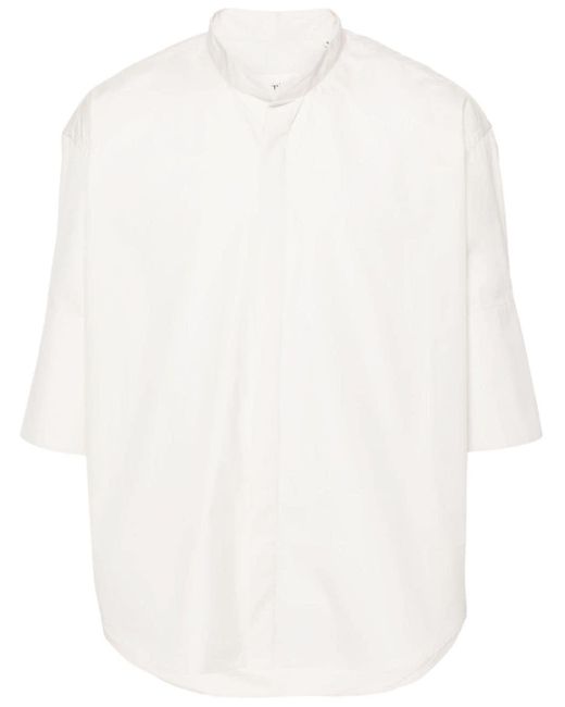 AMI White Band-collar Cotton Shirt