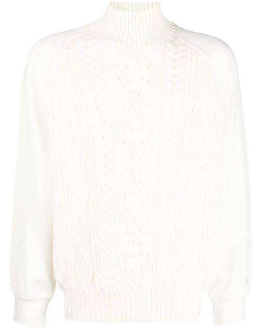 Neil Barrett White Embroidered-Logo Sleeve Knit Jumper for men
