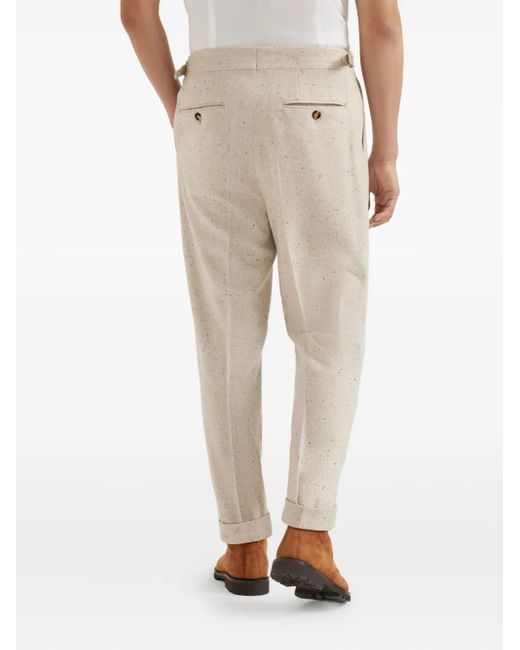 Brunello Cucinelli Natural Pressed-Crease Trousers for men