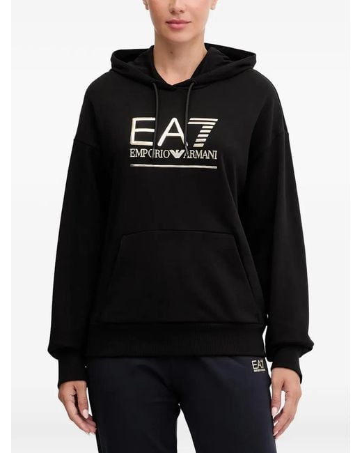 EA7 Black Logo Hooded Top