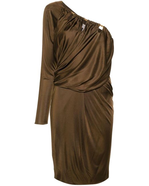 Emilio Pucci Green Asymmetric Draped Midi Dress