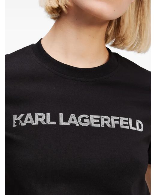 Karl Lagerfeld Black Logo-Print T-Shirt