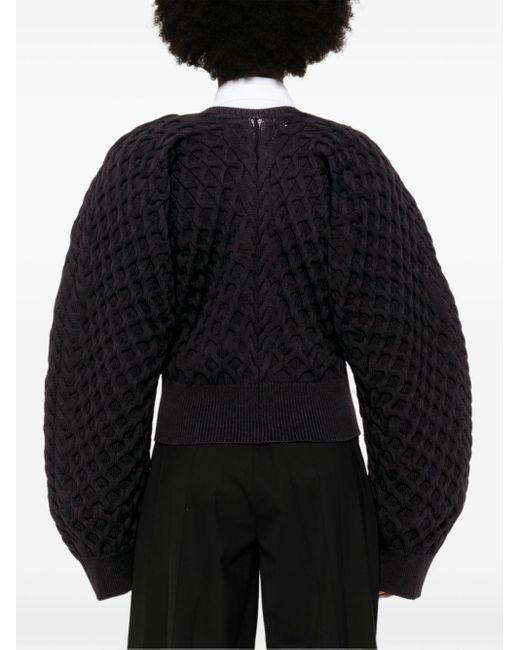 Jersey Le Sweater Boule Torsade Jacquemus de color Black