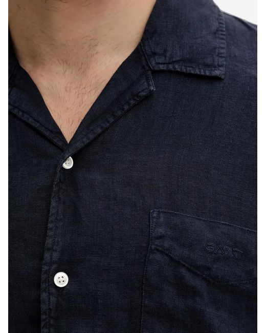 Gant Black Short-Sleeve Camp-Collar Shirt for men