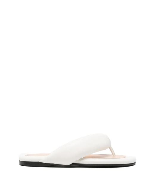 Carven White Sandales Matelassées En Cuir