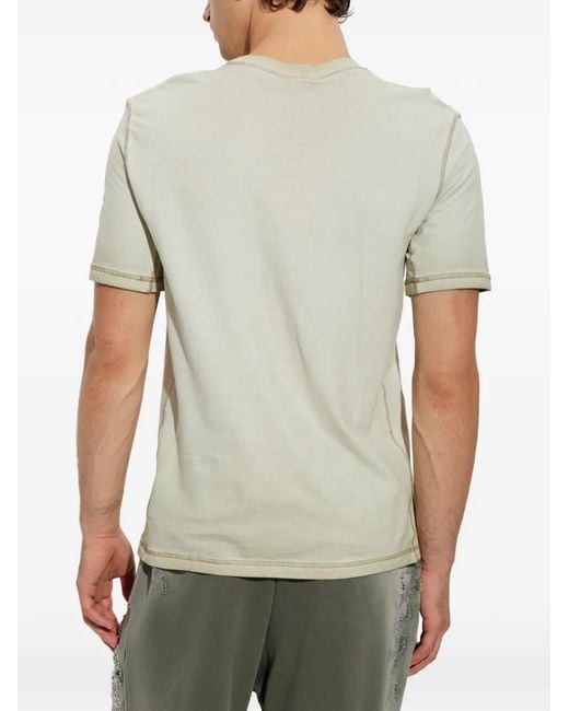 DIESEL White T-Shirt Avec Patchs Et Côtés Gaufrés for men