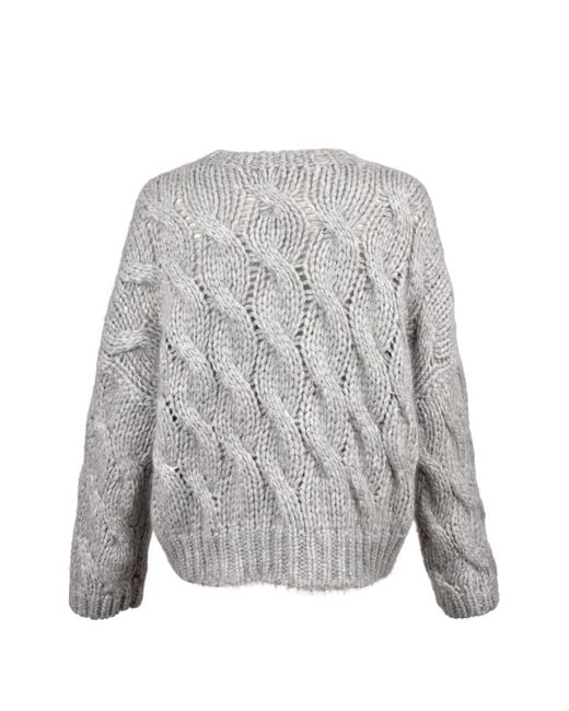 Brunello Cucinelli White Cable-Knit Sweater