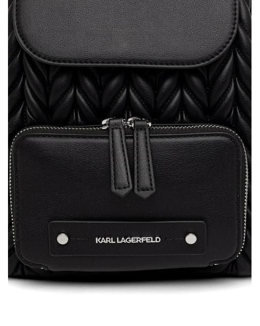 Karl Lagerfeld Black Quilted Leather Backpack